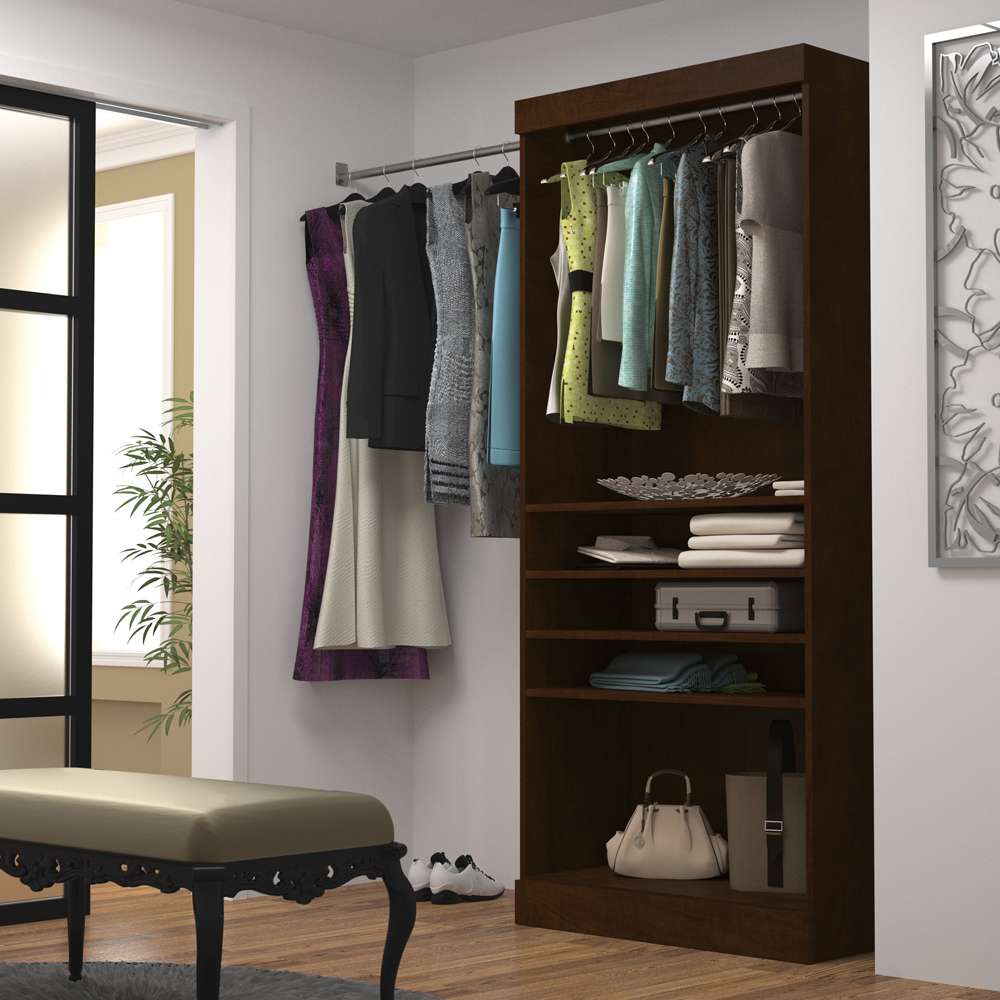 Bestar - Pur 36W Closet Organizer in Chocolate - 26160-69 veiw 2