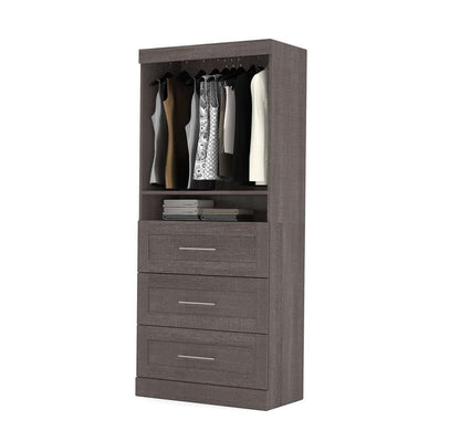 Bestar - Pur 36W Shelving Unit with 3 Drawers in Bark Grey - 26872-47 veiw 3