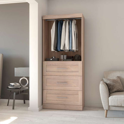 Bestar - Pur 36W Shelving Unit with 3 Drawers in Rustic Brown - 26872-000009 veiw 4