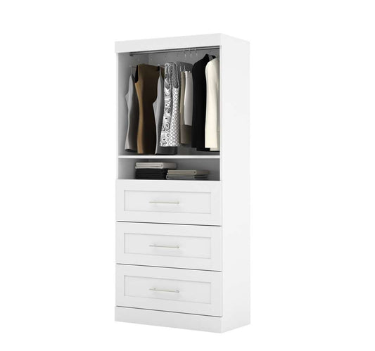 Bestar - Pur 36W Shelving Unit with 3 Drawers in White - 26872-17 veiw 1