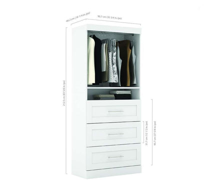 Bestar - Pur 36W Shelving Unit with 3 Drawers in White - 26872-17 veiw 4