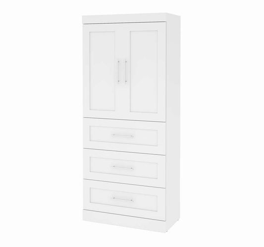 Bestar - Pur 36W Wardrobe with 3 Drawers in White - 26878-17 veiw 1