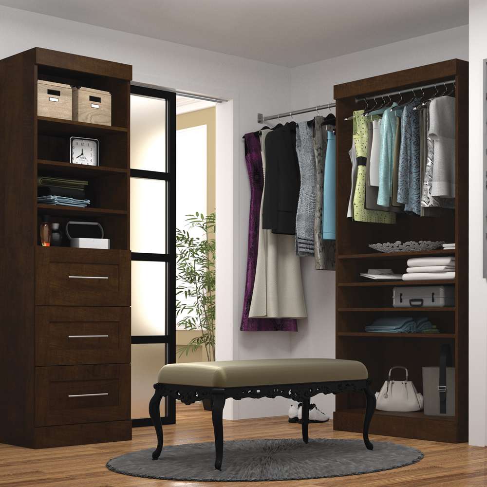 Bestar - Pur 61W Closet Organizer in Chocolate - 26870-69 veiw 4