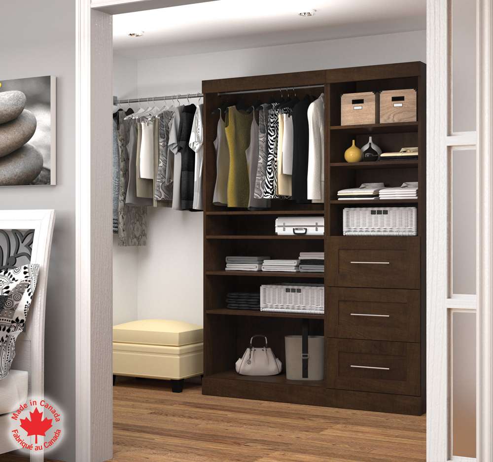 Bestar - Pur 61W Closet Organizer in Chocolate - 26870-69 veiw 5