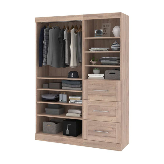 Bestar - Pur 61W Closet Organizer in Rustic Brown - 26870-000009 veiw 2
