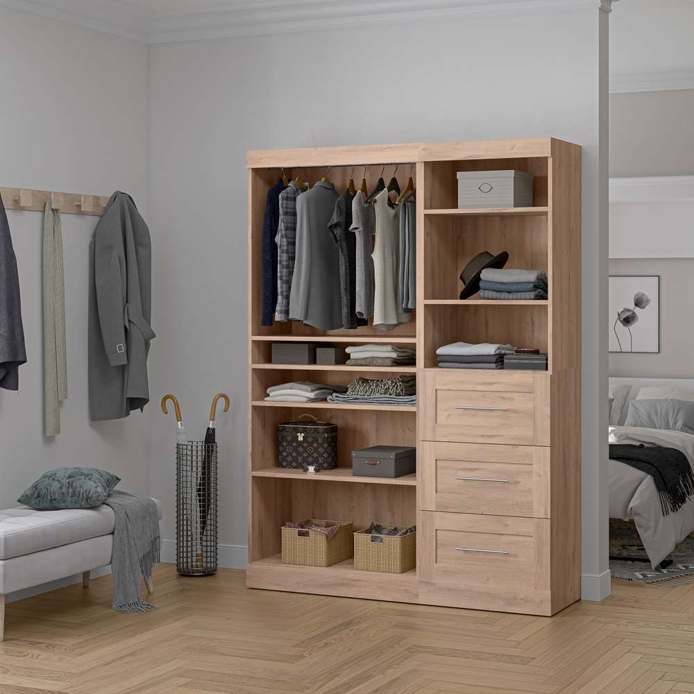 Bestar - Pur 61W Closet Organizer in Rustic Brown - 26870-000009 veiw 7