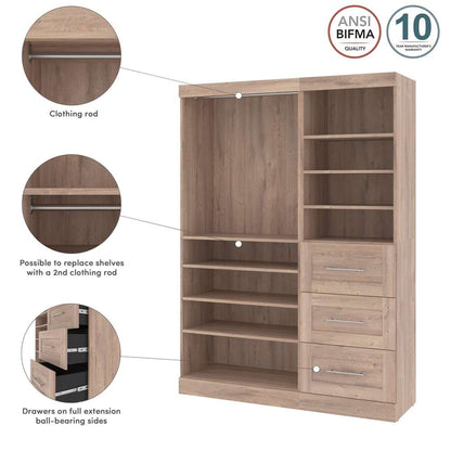 Bestar - Pur 61W Closet Organizer in Rustic Brown - 26870-000009 veiw 9