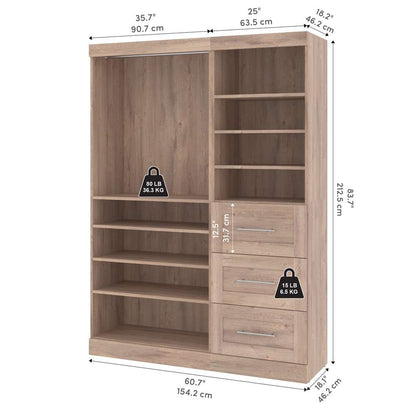 Bestar - Pur 61W Closet Organizer in Rustic Brown - 26870-000009 veiw 10