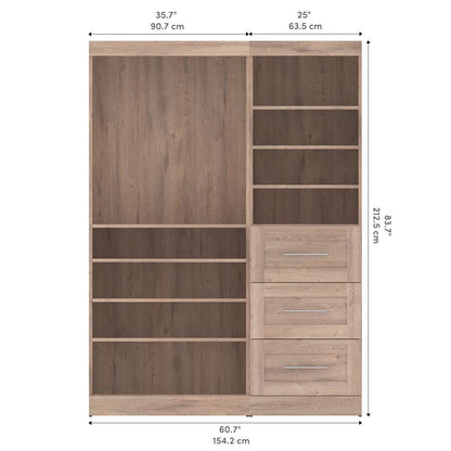 Bestar - Pur 61W Closet Organizer in Rustic Brown - 26870-000009 veiw 11