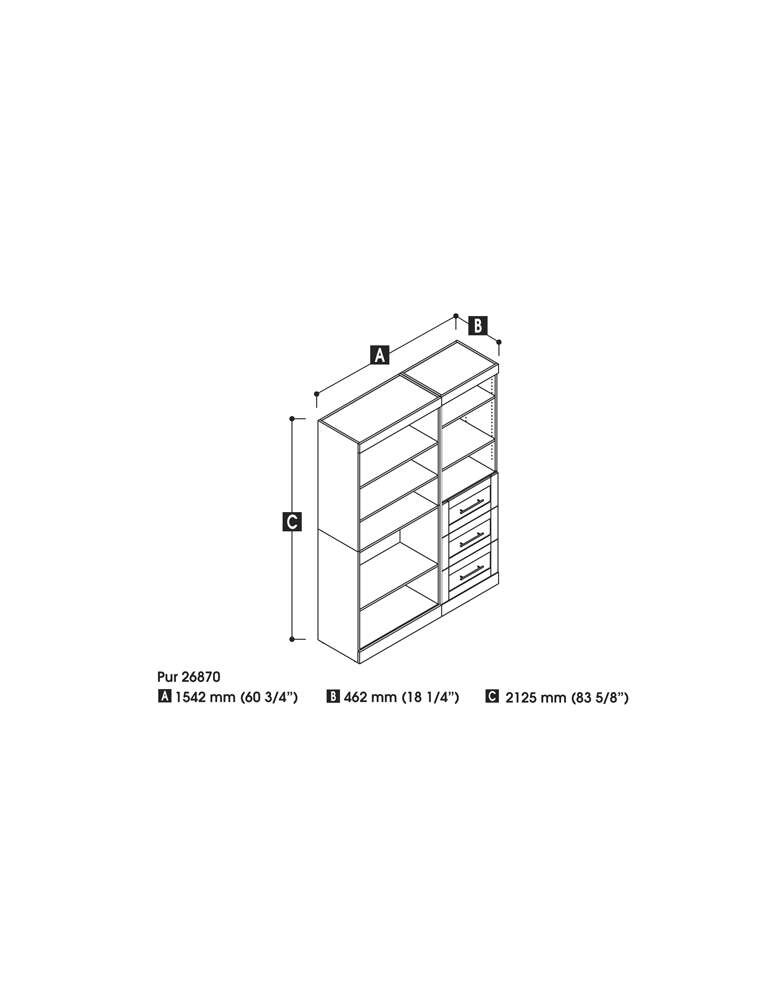 Bestar - Pur 61W Closet Organizer in White - 26870-17 veiw 5