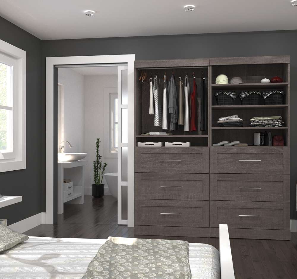 Bestar - Pur 72W Closet Organizer with Drawers in Bark Grey - 26856-47 veiw 3