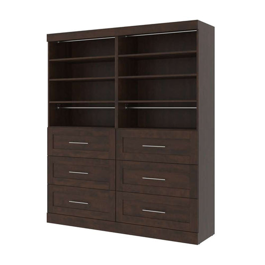 Bestar - Pur 72W Closet Organizer with Drawers in Chocolate - 26856-69 veiw 1