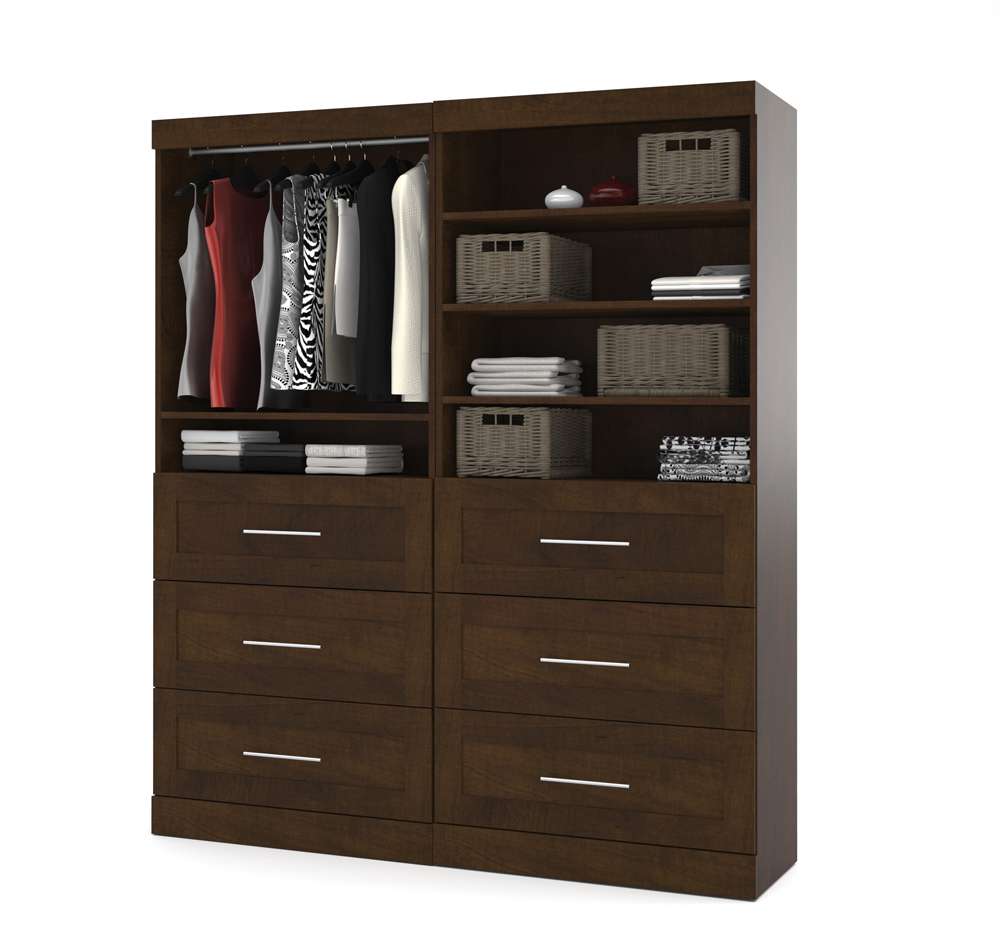 Bestar - Pur 72W Closet Organizer with Drawers in Chocolate - 26856-69 veiw 2