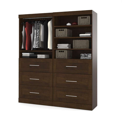 Bestar - Pur 72W Closet Organizer with Drawers in Chocolate - 26856-69 veiw 2