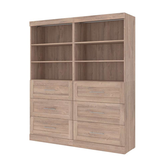 Bestar - Pur 72W Closet Organizer with Drawers in Rustic Brown - 26856-000009 veiw 1