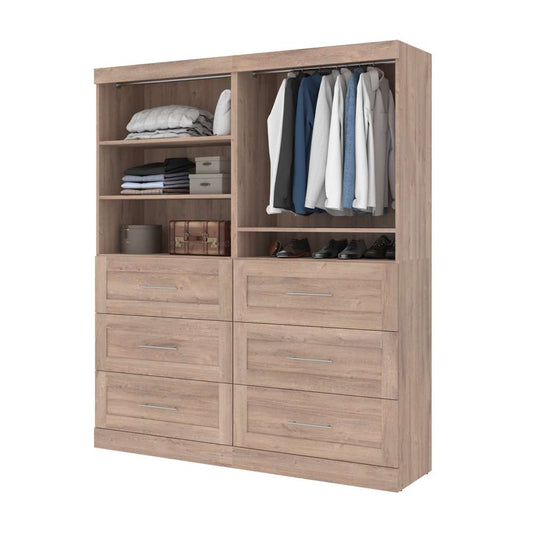 Bestar - Pur 72W Closet Organizer with Drawers in Rustic Brown - 26856-000009 veiw 2