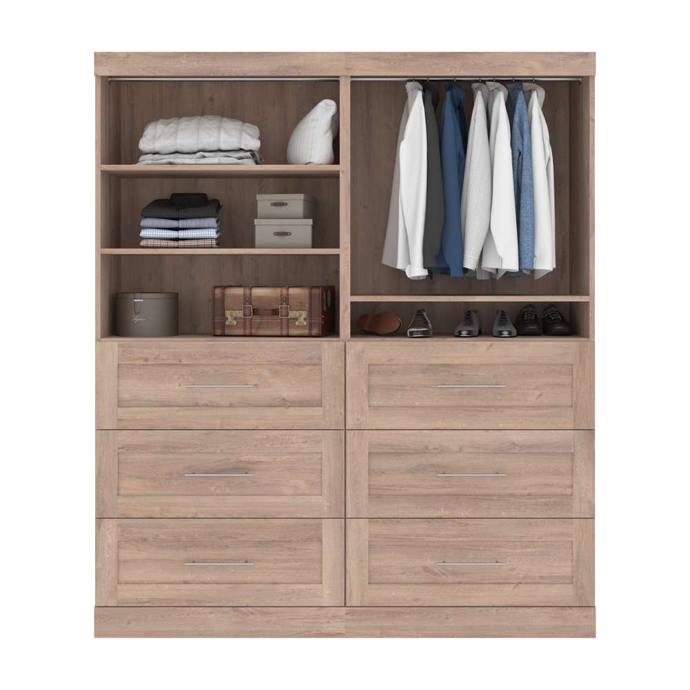 Bestar - Pur 72W Closet Organizer with Drawers in Rustic Brown - 26856-000009 veiw 3