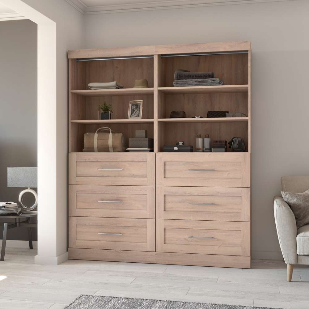 Bestar - Pur 72W Closet Organizer with Drawers in Rustic Brown - 26856-000009 veiw 4
