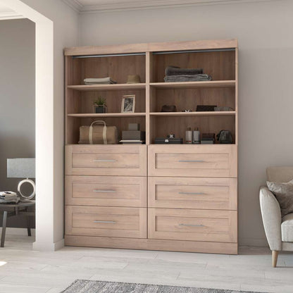 Bestar - Pur 72W Closet Organizer with Drawers in Rustic Brown - 26856-000009 veiw 4