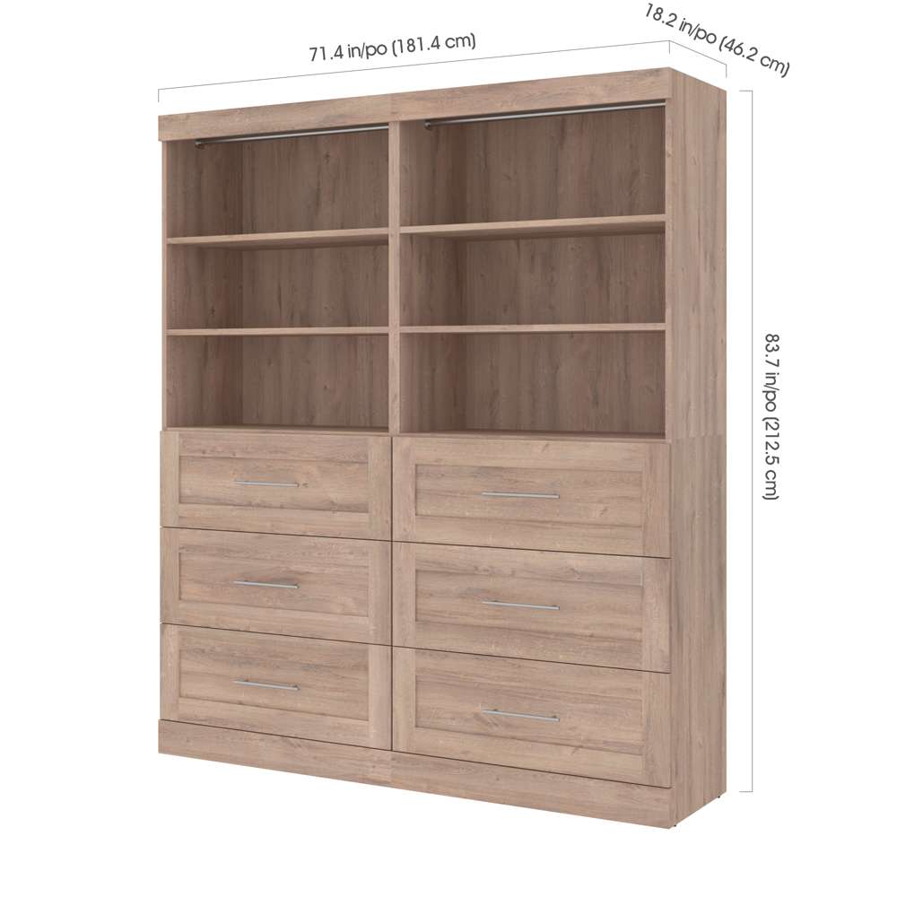 Bestar - Pur 72W Closet Organizer with Drawers in Rustic Brown - 26856-000009 veiw 5