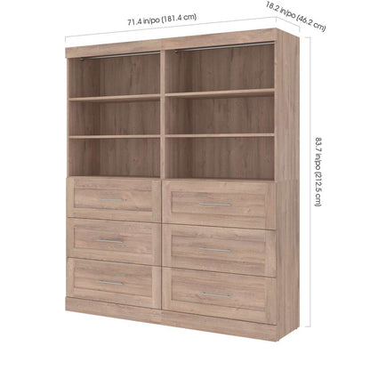 Bestar - Pur 72W Closet Organizer with Drawers in Rustic Brown - 26856-000009 veiw 5
