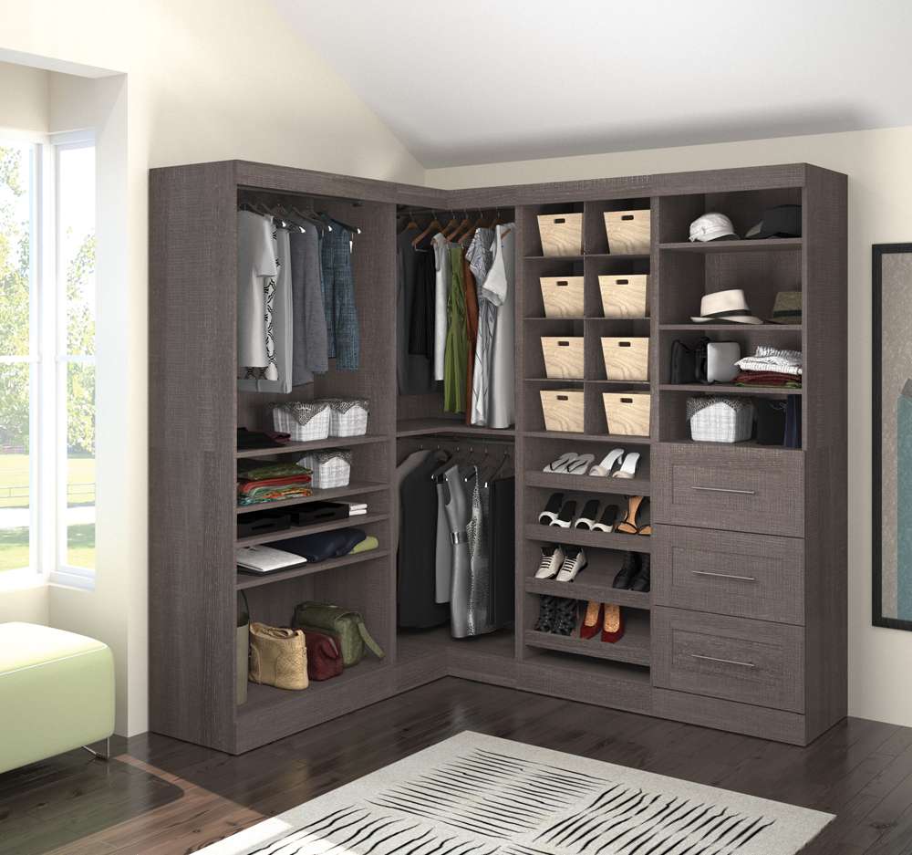 Bestar - Pur 83W Walk-In Closet Organizer in Bark Grey - 26854-47 veiw 4