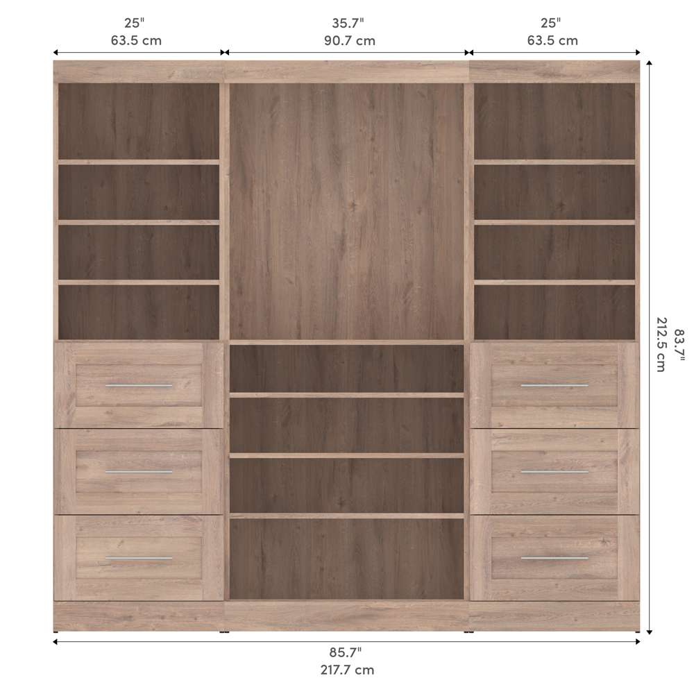 Bestar - Pur 86in Closet Organizer in Rustic Brown - 26857-000009 veiw 11