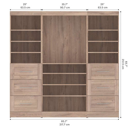 Bestar - Pur 86in Closet Organizer in Rustic Brown - 26857-000009 veiw 11