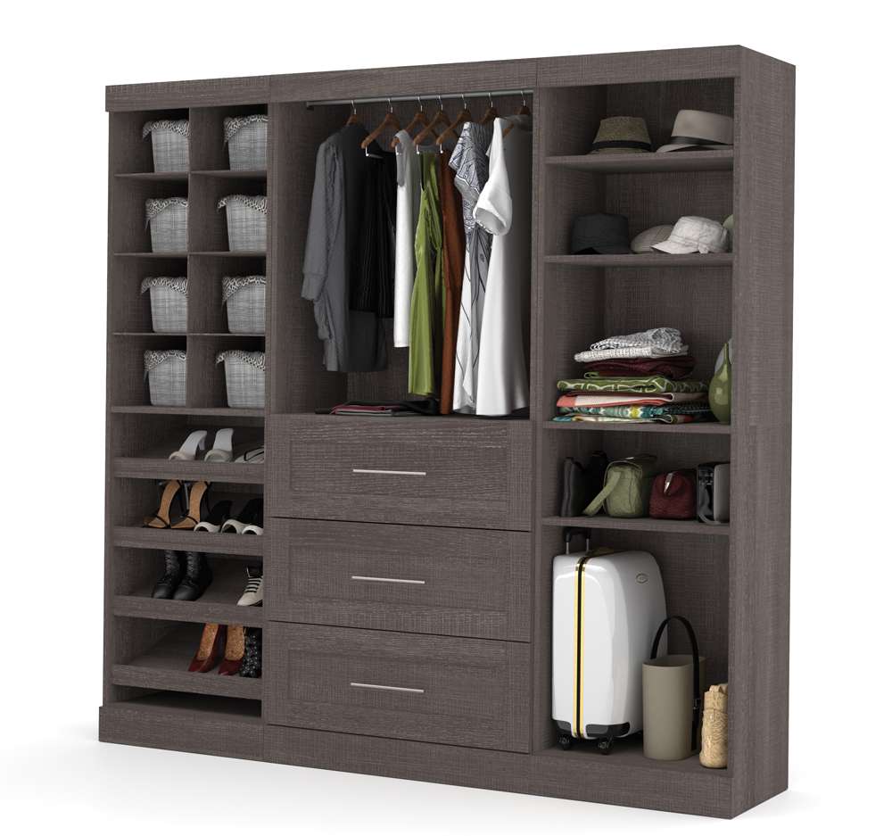 Bestar - Pur 86in Closet Organizer with Storage Cubbies in Bark Grey - 26853-47 veiw 2