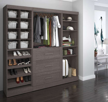 Bestar - Pur 86in Closet Organizer with Storage Cubbies in Bark Grey - 26853-47 veiw 3