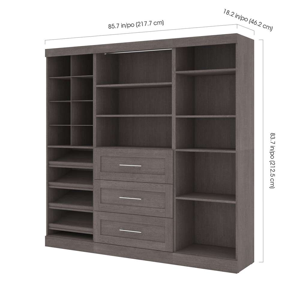 Bestar - Pur 86in Closet Organizer with Storage Cubbies in Bark Grey - 26853-47 veiw 4