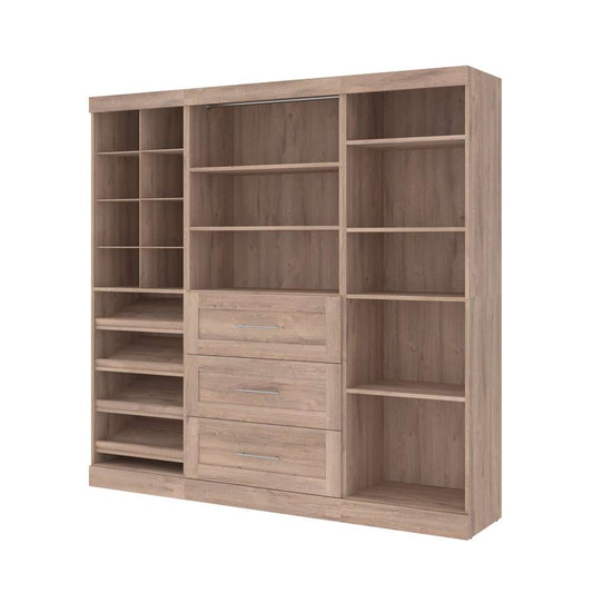 Bestar - Pur 86in Closet Organizer with Storage Cubbies in Rustic Brown - 26853-000009 veiw 1