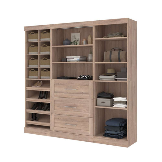 Bestar - Pur 86in Closet Organizer with Storage Cubbies in Rustic Brown - 26853-000009 veiw 2