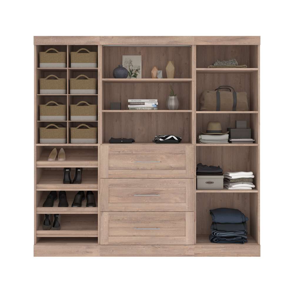 Bestar - Pur 86in Closet Organizer with Storage Cubbies in Rustic Brown - 26853-000009 veiw 3