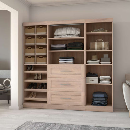 Bestar - Pur 86in Closet Organizer with Storage Cubbies in Rustic Brown - 26853-000009 veiw 4