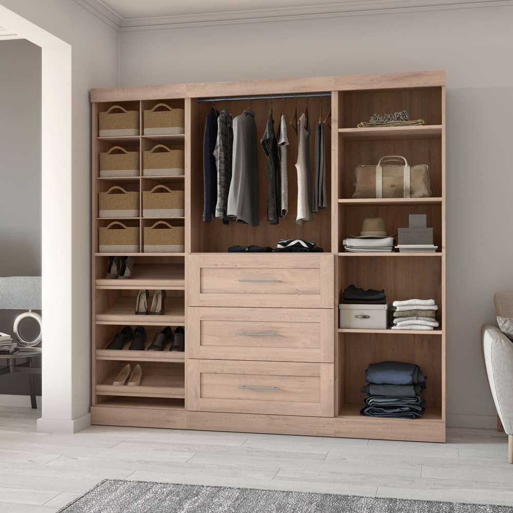 Bestar - Pur 86in Closet Organizer with Storage Cubbies in Rustic Brown - 26853-000009 veiw 5