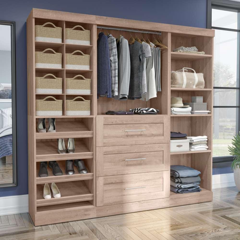 Bestar - Pur 86in Closet Organizer with Storage Cubbies in Rustic Brown - 26853-000009 veiw 6