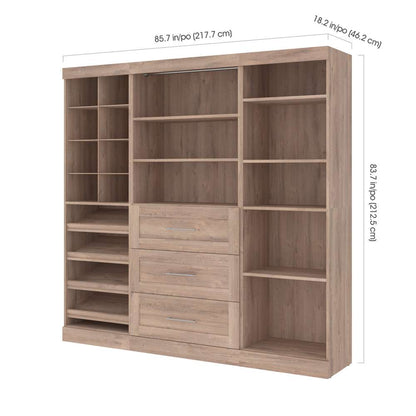 Bestar - Pur 86in Closet Organizer with Storage Cubbies in Rustic Brown - 26853-000009 veiw 8