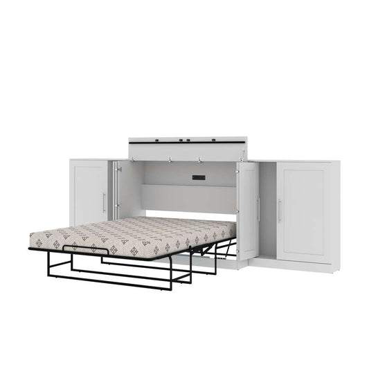 Bestar - Pur Full Cabinet Bed with Mattress and Storage Cabinets (133W) in White - 126690-000017 veiw 2