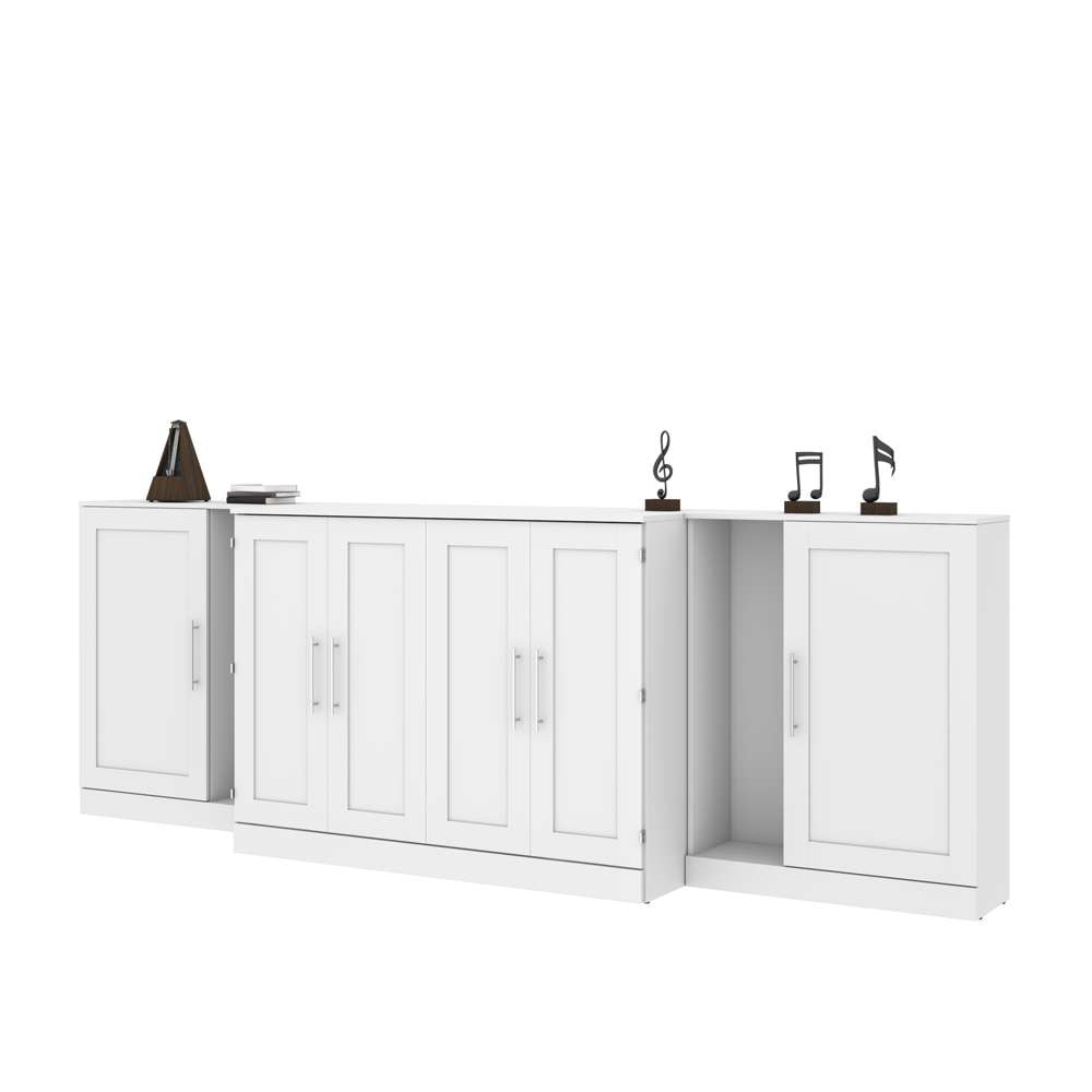 Bestar - Pur Full Cabinet Bed with Mattress and Storage Cabinets (133W) in White - 126690-000017 veiw 3