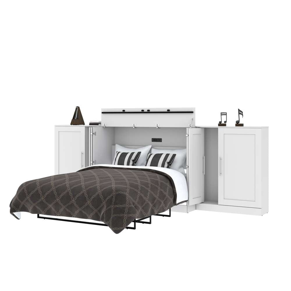 Bestar - Pur Full Cabinet Bed with Mattress and Storage Cabinets (133W) in White - 126690-000017 veiw 4