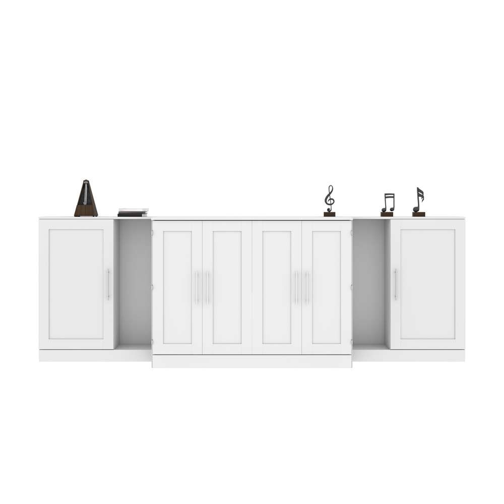 Bestar - Pur Full Cabinet Bed with Mattress and Storage Cabinets (133W) in White - 126690-000017 veiw 5