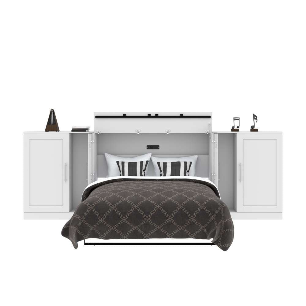 Bestar - Pur Full Cabinet Bed with Mattress and Storage Cabinets (133W) in White - 126690-000017 veiw 6