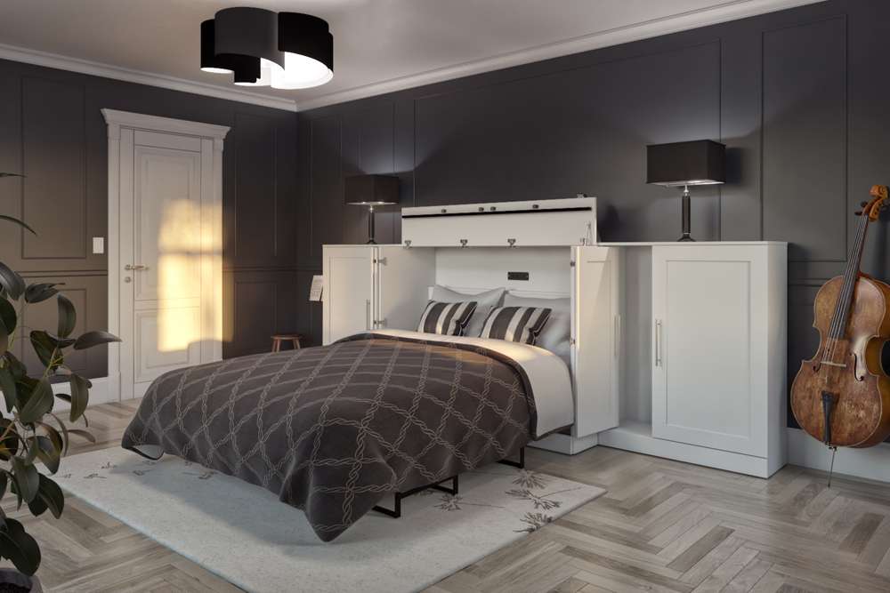 Bestar - Pur Full Cabinet Bed with Mattress and Storage Cabinets (133W) in White - 126690-000017 veiw 8