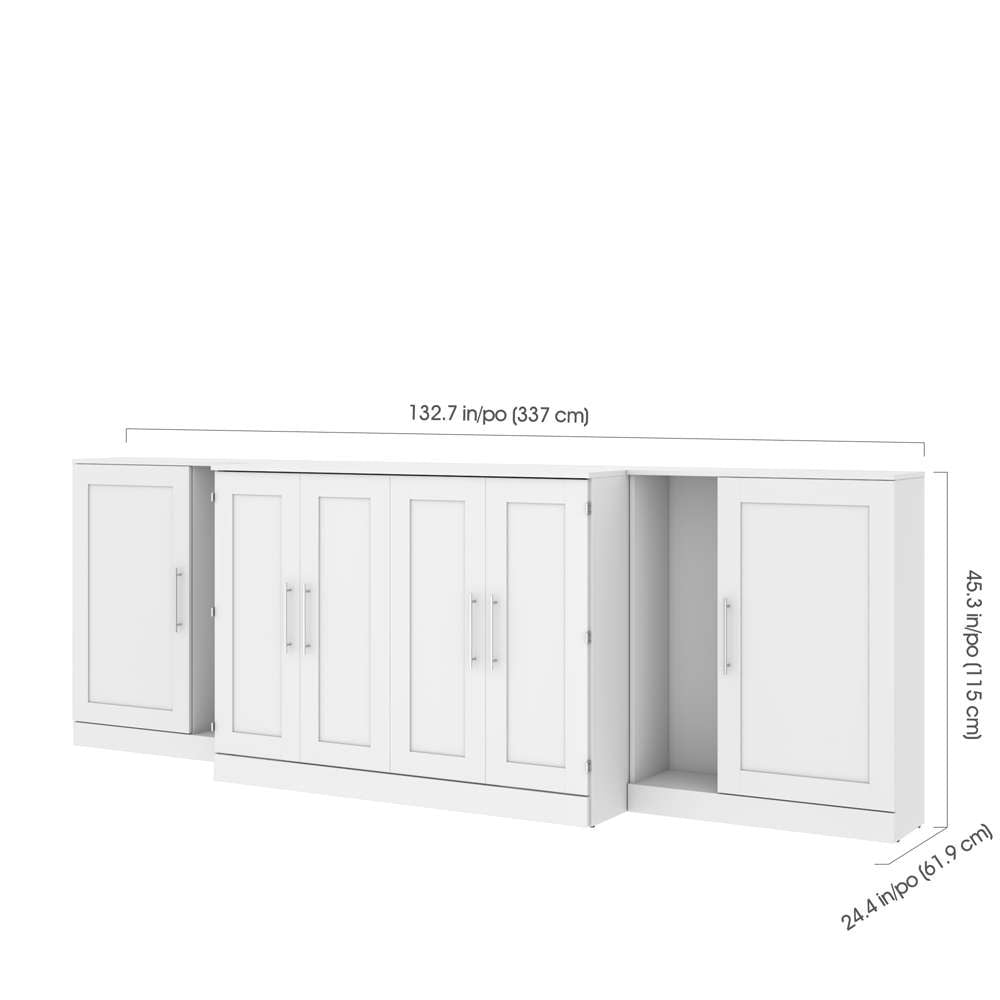 Bestar - Pur Full Cabinet Bed with Mattress and Storage Cabinets (133W) in White - 126690-000017 veiw 9