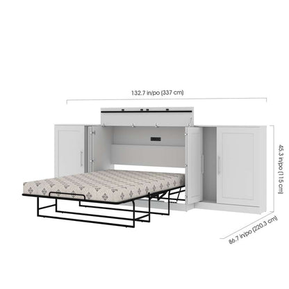 Bestar - Pur Full Cabinet Bed with Mattress and Storage Cabinets (133W) in White - 126690-000017 veiw 10