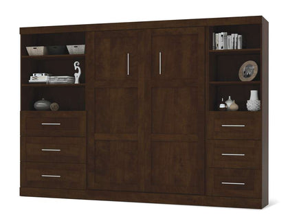 Bestar - Pur Full Murphy Bed and 2 Shelving Units with Drawers (120W) in Chocolate - 26890-69 veiw 1