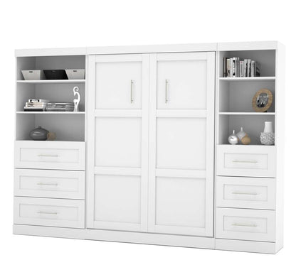 Bestar - Pur Full Murphy Bed and 2 Shelving Units with Drawers (120W) in White - 26890-17 veiw 1