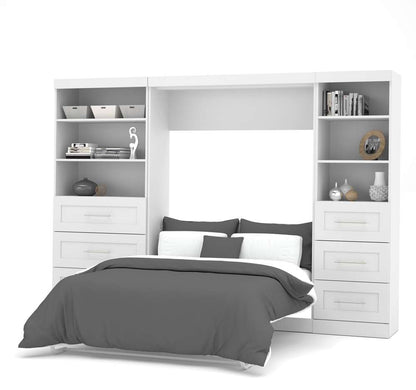 Bestar - Pur Full Murphy Bed and 2 Shelving Units with Drawers (120W) in White - 26890-17 veiw 2