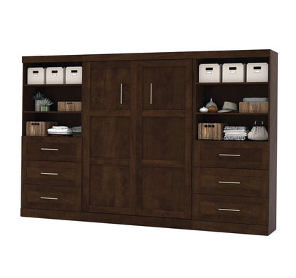 Bestar - Pur Full Murphy Bed and 2 Shelving Units with Drawers (131W) in Chocolate - 26896-69 veiw 1